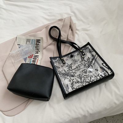 Geanta de dama din silicon cu aplicatie si inchizator metalic