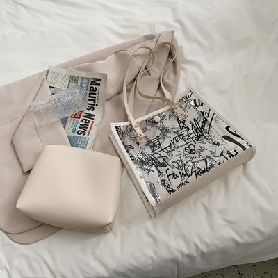 Geanta de dama din silicon cu aplicatie si inchizator metalic