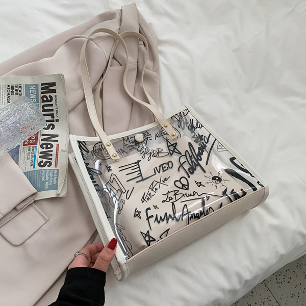 Geanta de dama din silicon cu aplicatie si inchizator metalic