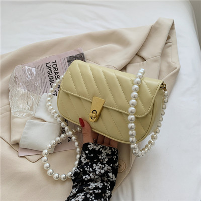 Moderna maza eko ādas soma ar pērļu rokturi