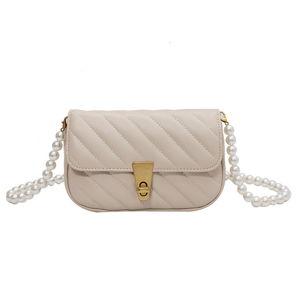 Moderna maza eko ādas soma ar pērļu rokturi