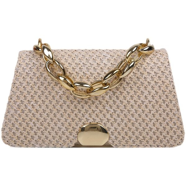 Moderna sieviešu soma ar metāla ķēdīti un aizdari