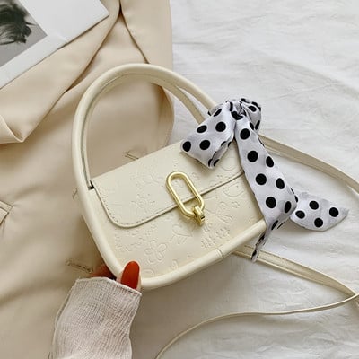 Καθημερινή τσάντα με διακόσμηση με πουά κορδέλα