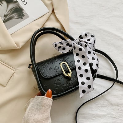 Καθημερινή τσάντα με διακόσμηση με πουά κορδέλα