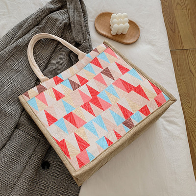 Γυναικεία πολύχρωμη τσάντα με λαβές σε τρία χρώματα