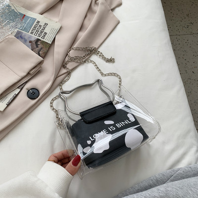 Sieviešu silikona soma ar metāla rokturi