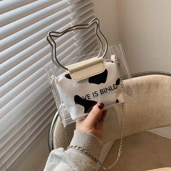 Moteriška silikoninė rankinė su metaline rankena