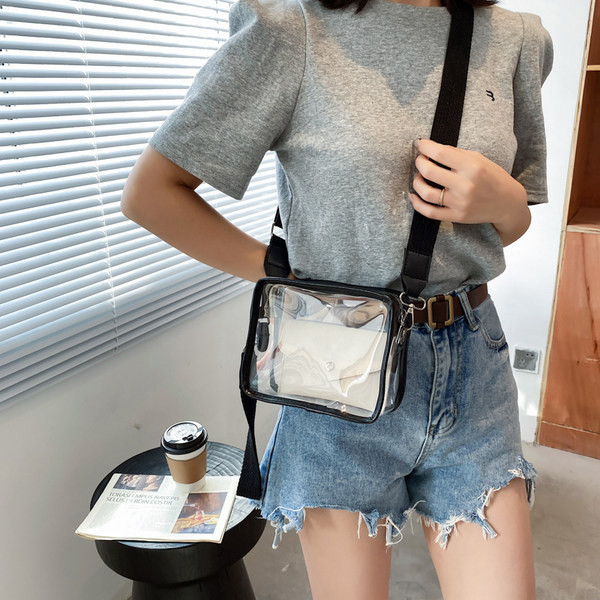 Sieviešu caurspīdīga soma ar regulējamu rokturi