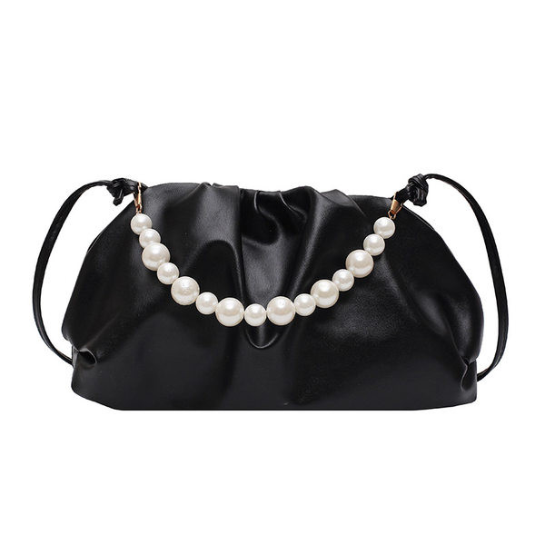 Κομψή γυναικεία έκο δερμάτινη τσάντα με πέρλες