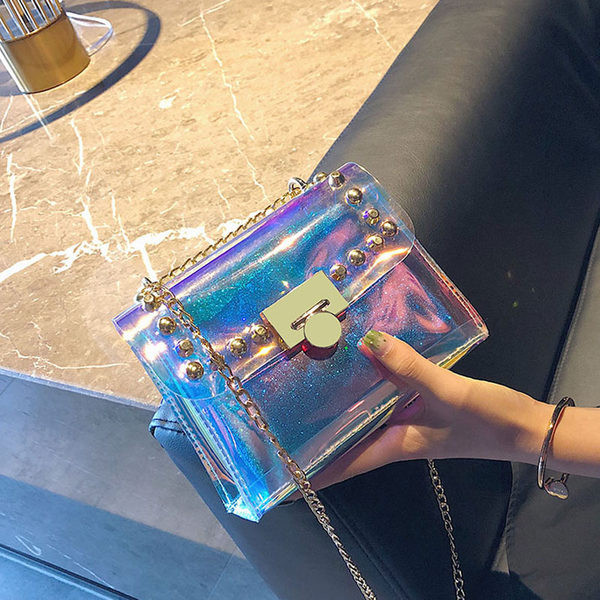 Ženska silikonska torba s dugim lancem i metalnom kopčom