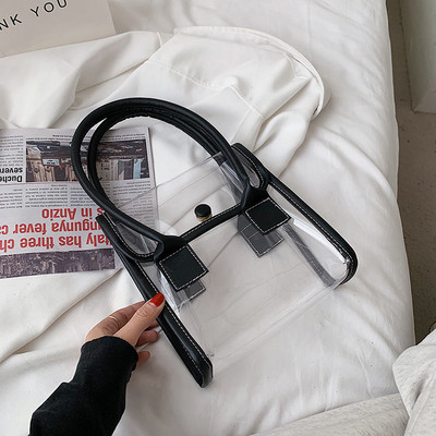 Caurspīdīga sieviešu ikdienas plecu soma