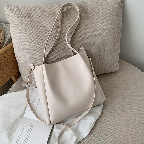 Κλασικό μοντέλο γυναικεία έκο δερμάτινη τσάντα με μακρές και κοντές λαβές