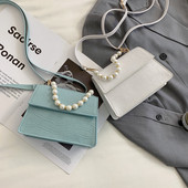 Sieviešu maza kvadrātveida soma ar pērlēm