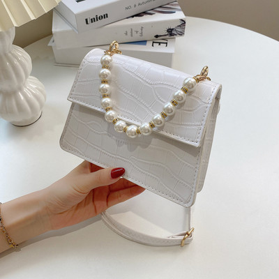 Sieviešu maza kvadrātveida soma ar pērlēm