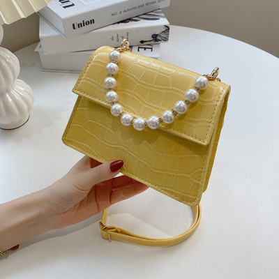 Sieviešu maza kvadrātveida soma ar pērlēm