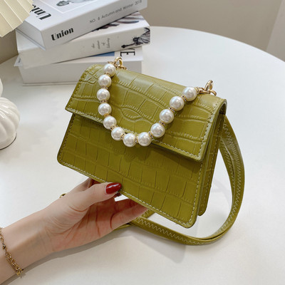 Sieviešu maza kvadrātveida soma ar pērlēm