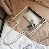 Γυναικεία διαφανής τσάντα με μενταγιόν ώμου