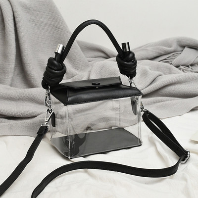 Διαφανή γυναικεία τσάντα με μακρές και κοντές λαβές