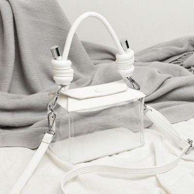 Διαφανή γυναικεία τσάντα με μακρές και κοντές λαβές