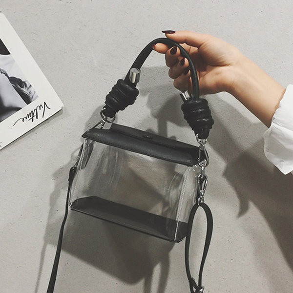 Διαφανή γυναικεία τσάντα με μακρές και κοντές λαβές