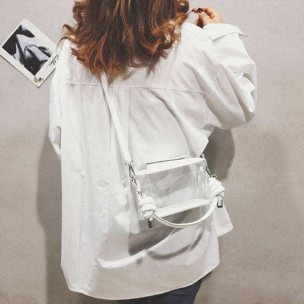 Διαφανή γυναικεία τσάντα με μακρές και κοντές λαβές