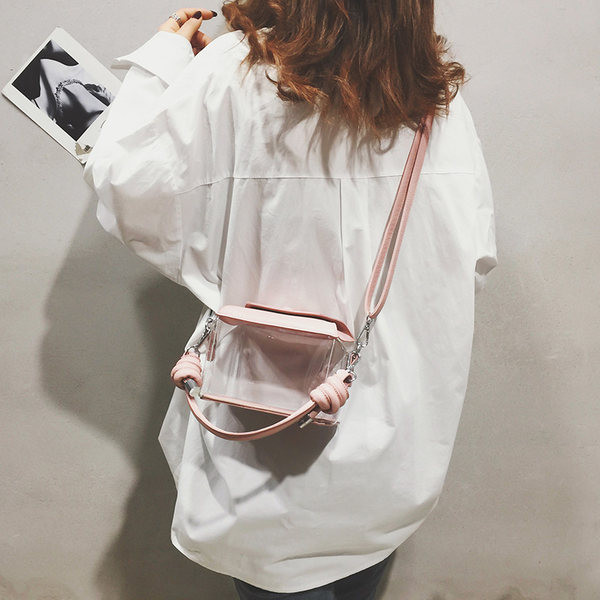 Διαφανή γυναικεία τσάντα με μακρές και κοντές λαβές