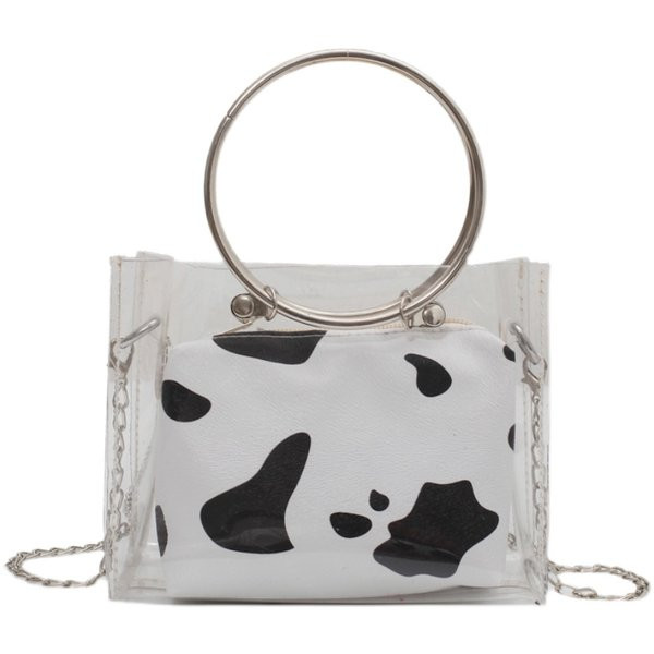 Caurspīdīga sieviešu soma ar metāla rokturiem