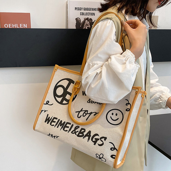 Νέο μοντέλο καθημερινή μεγάλη τσάντα με επιγραφές