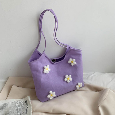 Geanta de dama din stofa cu decor 3D