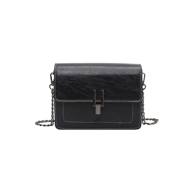 Geanta din piele cu maner lung si inchidere metalica