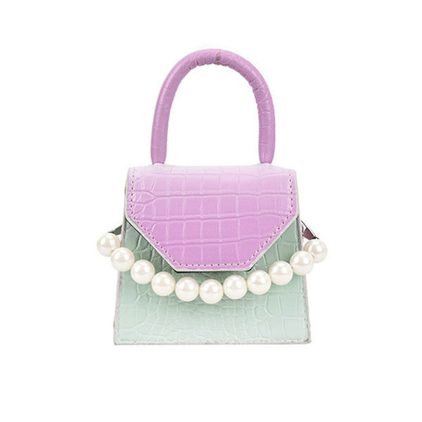 Geanta mini dama cu perle - maner scurt si lung