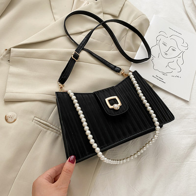 Νέο μοντέλο κομψή γυναικεία τσάντα από οικολογικό δέρμα με πέρλες