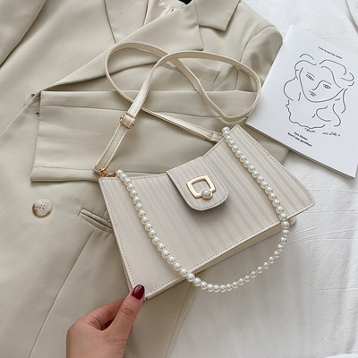 Νέο μοντέλο κομψή γυναικεία τσάντα από οικολογικό δέρμα με πέρλες