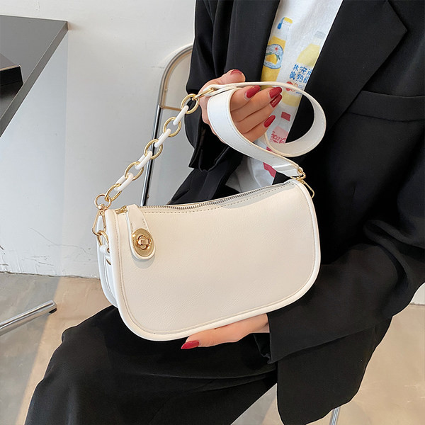 Απλή γυναικεία τσάντα από οικολογικό δέρμα με μακριά λαβή