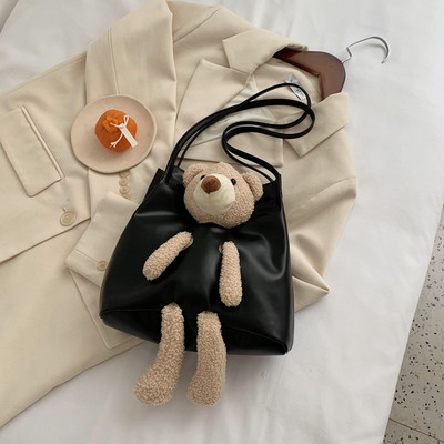 Νέο μοντέλο γυναικεία τσάντα ώμου με 3D αρκουδάκι