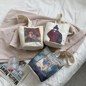 Γυναικεία υφασμάτινη τσάντα casual με απλικέ χρώμα