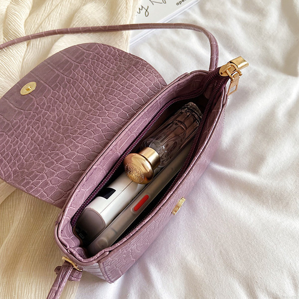 Įvairių spalvų moteriškas odinis krepšys su ilga rankena