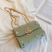 Geanta casual dama cu lant lung si broderie