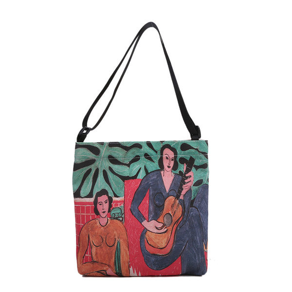 Γυναικεία τσάντα με απλικέ χρώμα και μακρύ ρυθμιζόμενο λουράκι