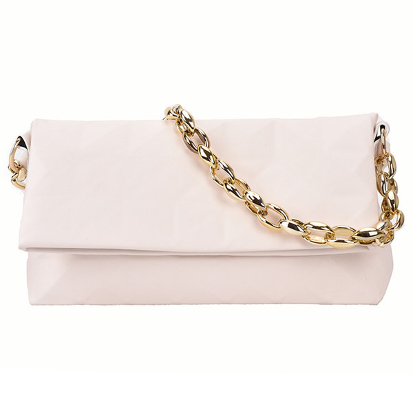 Geanta de dama moderna din piele gofrata si maner metalic