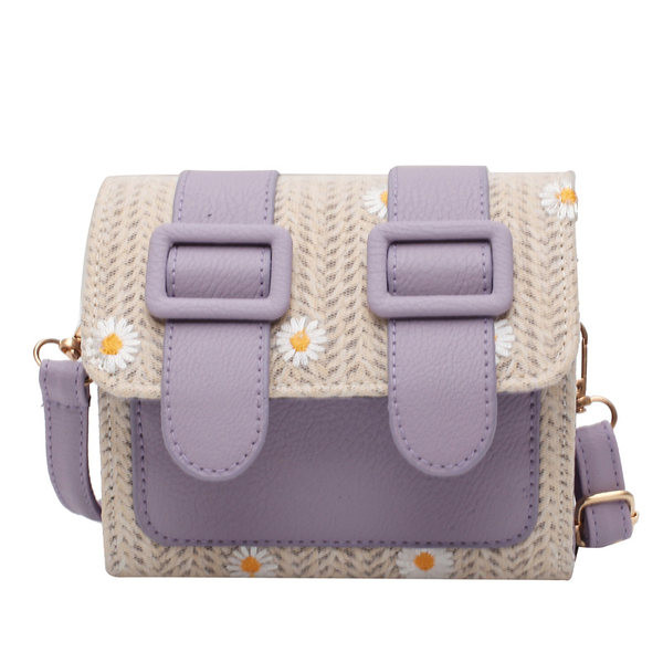 Mūsdienīga sieviešu soma mazā izmērā ar sprādzi un krāsainu rotājumu