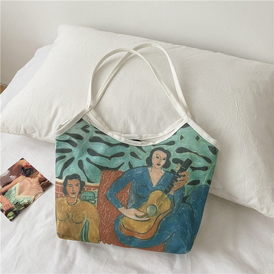 Sieviešu auduma soma ar īsiem rokturiem