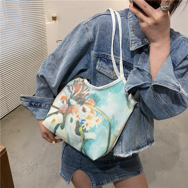 Sieviešu auduma soma ar īsiem rokturiem