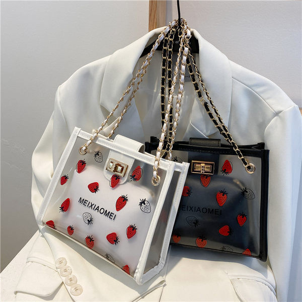 Γυναικεία διαφανής τσάντα με μεταλλική αγκράφα