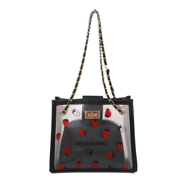 Γυναικεία διαφανής τσάντα με μεταλλική αγκράφα