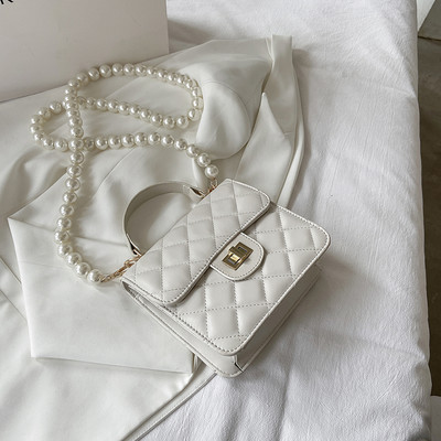 Γυναικεία τσάντα με κοντό και μακρύ λαβή από πέρλες