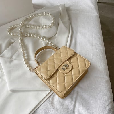 Γυναικεία τσάντα με κοντό και μακρύ λαβή από πέρλες