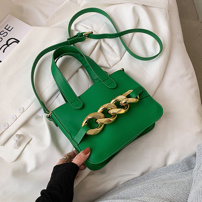 Geanta mica din piele cu doua manere si decor metalic