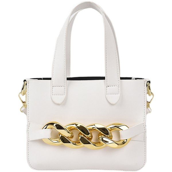 Geanta mica din piele cu doua manere si decor metalic