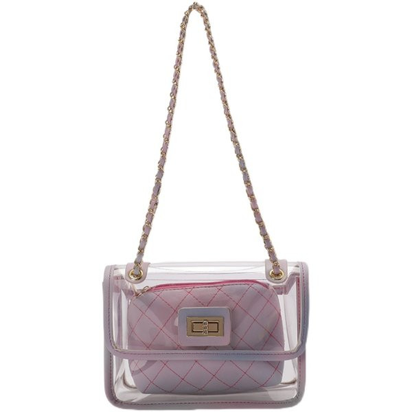 Διαφανής γυναικεία τσάντα με μακριά μεταλλική λαβή